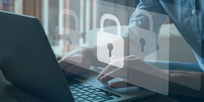 Padlock icons on laptop