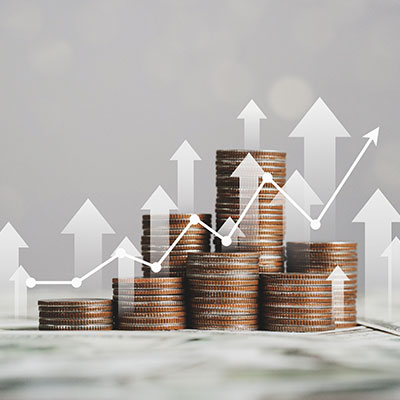 Coins with upward trending graph