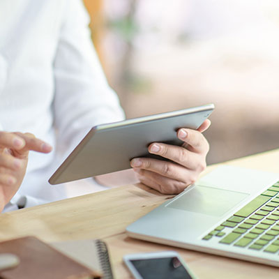 Person holding tablet